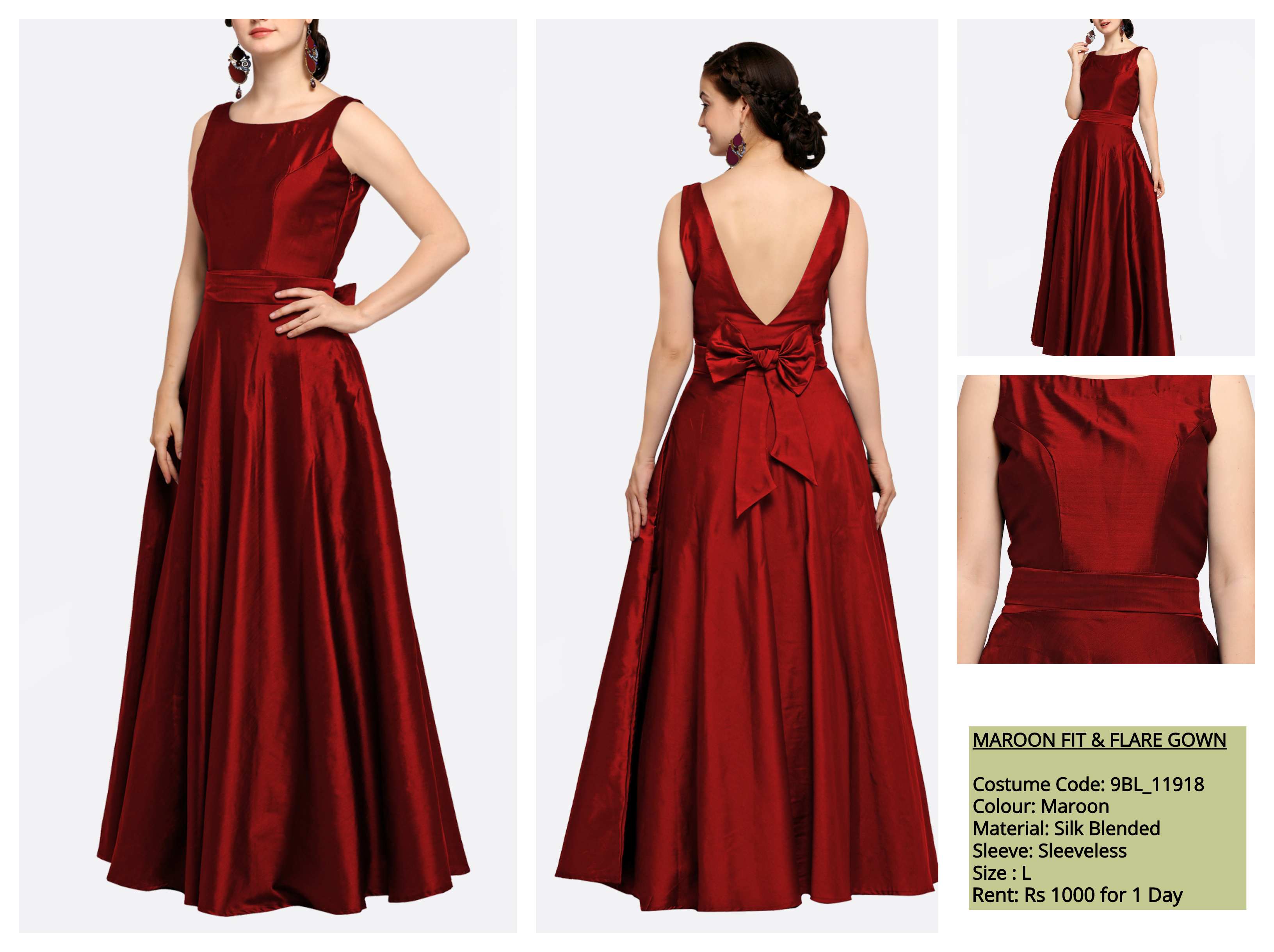 Maroon Fit & Flare Gown